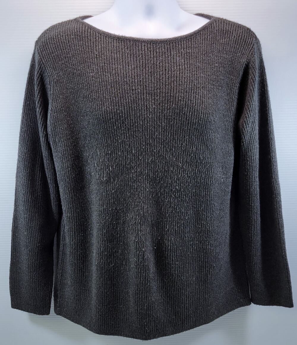 L9) Woman Express World Brand Acrylic Gray Sweater Large